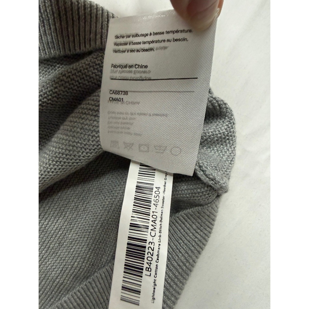 Quince Lightweight Cotton Cashmere Link-Stitch Dolman Heather Gray Women's M - Picture 5 of 9